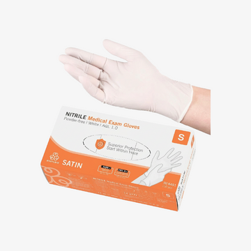 S Vit nitrilhandske Evercare SATIN 150 st