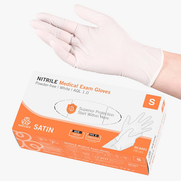 S Vit nitrilhandske Evercare SATIN 150 st